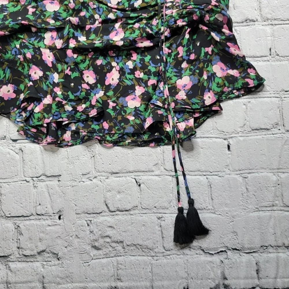 Veronica Beard Violet‎ Painted Ruched 100% Silk Mini Skirt Size 8